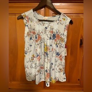 Merona Floral Sleeveless Top - Light Blue, Pink, Yellow